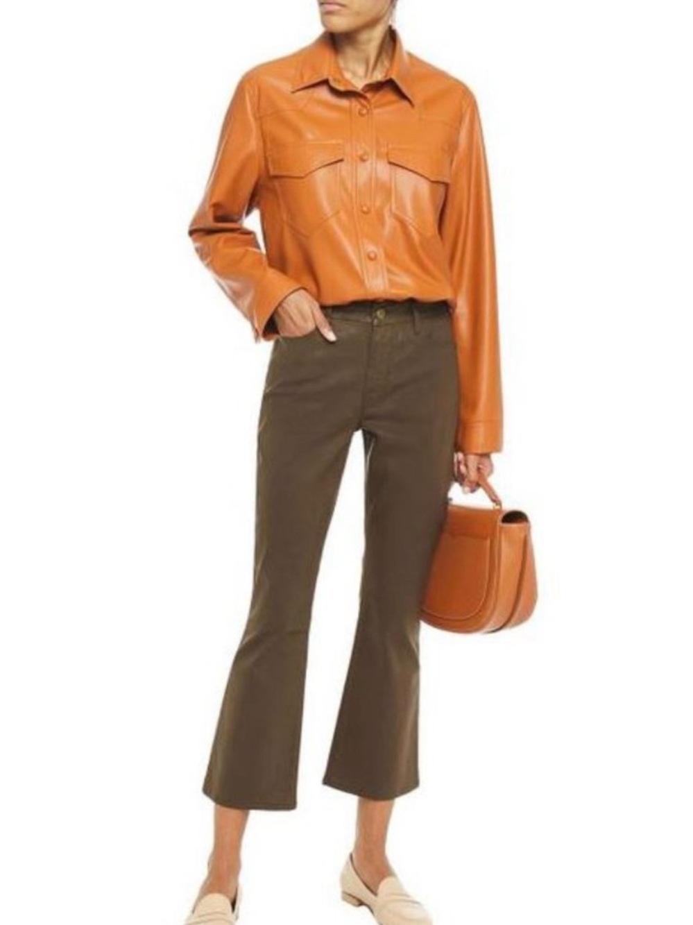 Frame Le cropped mini flare coated denim